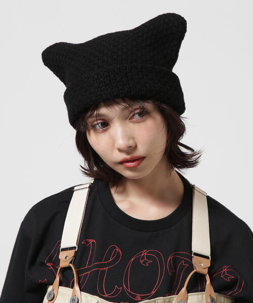 Chica(チカ)の「Chica/チカ/DEVIL Knit Cap(ニットキャップ/ビーニー・レディース・ホワイト/ブラック・F)」の7枚目の写真