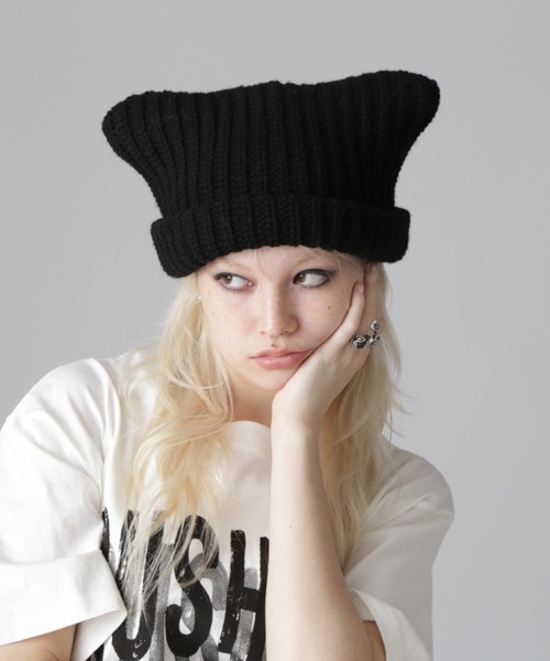 Chica(チカ)の「Chica/チカ/DEVIL Knit Cap(ニットキャップ/ビーニー・レディース・ホワイト/ブラック・F)」の12枚目の写真