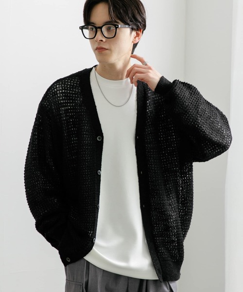 セール】『ユニセックス』『洗濯可』シアーVネックカーディガン