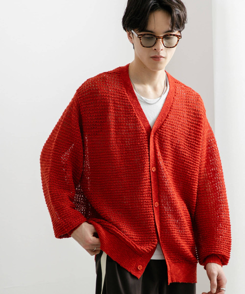 セール】『ユニセックス』『洗濯可』シアーVネックカーディガン