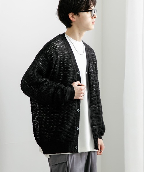 レオナール❤️ブラックカーディガン　リバーシブル‼️ OPENING ACT] WOOLミックスリバーシブルVネックカーディガン | OPENING ACT