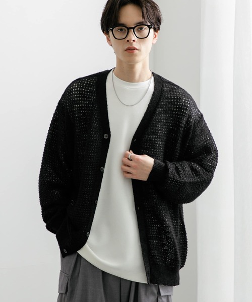 セール】『ユニセックス』『洗濯可』シアーVネックカーディガン