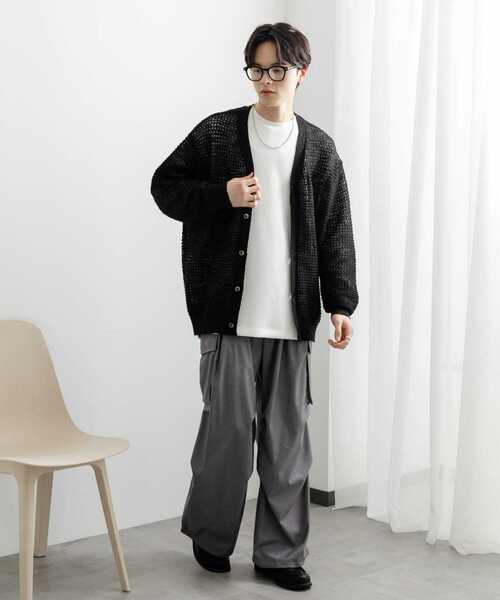 セール】『ユニセックス』『洗濯可』シアーVネックカーディガン