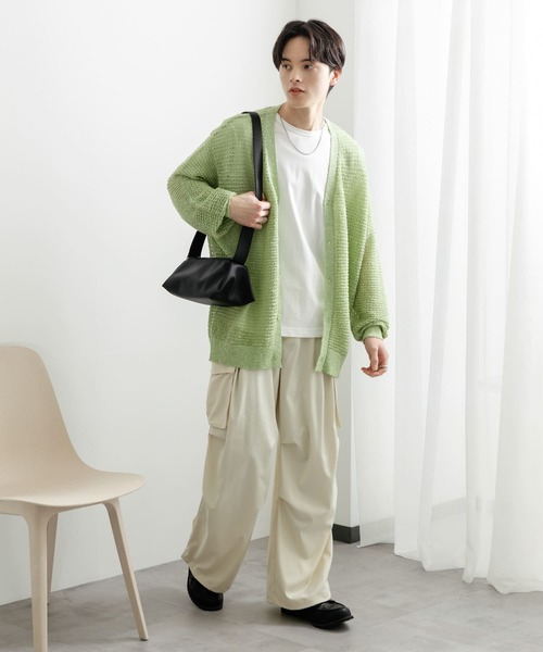セール】『ユニセックス』『洗濯可』シアーVネックカーディガン