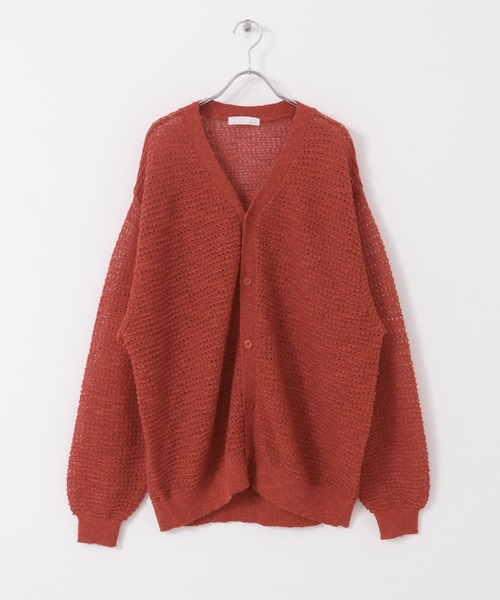 SENSE OF PLACE by URBAN RESEARCH(センスオブプレイスバイアーバンリサーチ)の「『ユニセックス』『洗濯可』シアーVネックカーディガン(カーディガン/ボレロ・メンズ・ブラック/ミント/レッド・MEDIUM/LARGE)」の4枚目の写真