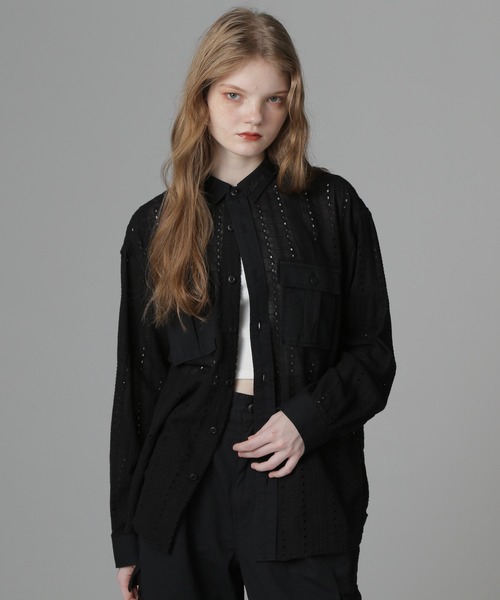 AVIREX(アヴィレックス)の「《WEB LIMITED Belle LINE》LACE SHIRT/レースシャツ(シャツ/ブラウス・レディース・オリーブ/ブラック・M/S)」の18枚目の写真