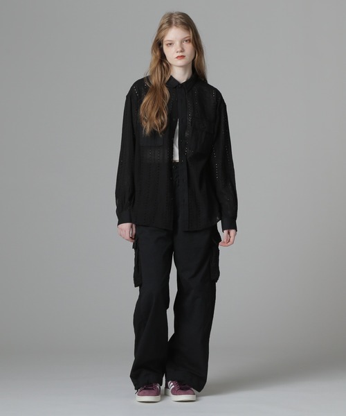 AVIREX(アヴィレックス)の「《WEB LIMITED Belle LINE》LACE SHIRT/レースシャツ(シャツ/ブラウス・レディース・オリーブ/ブラック・M/S)」の19枚目の写真