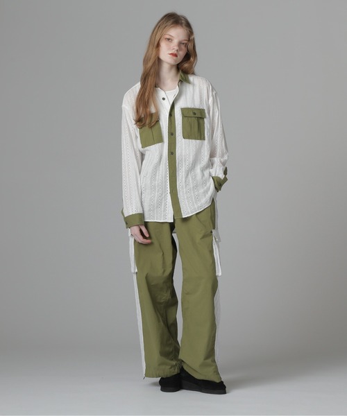 AVIREX(アヴィレックス)の「《WEB LIMITED Belle LINE》LACE SHIRT/レースシャツ(シャツ/ブラウス・レディース・オリーブ/ブラック・M/S)」の5枚目の写真