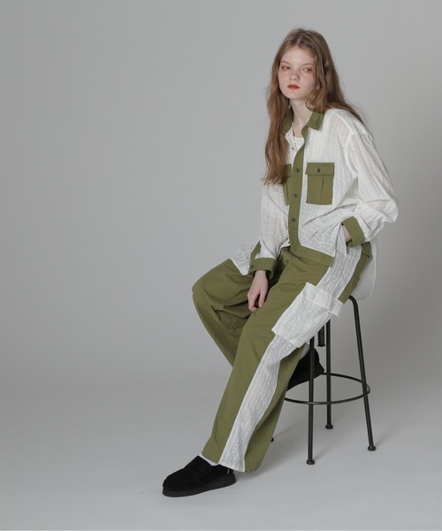 AVIREX(アヴィレックス)の「《WEB LIMITED Belle LINE》LACE SHIRT/レースシャツ(シャツ/ブラウス・レディース・オリーブ/ブラック・M/S)」の6枚目の写真