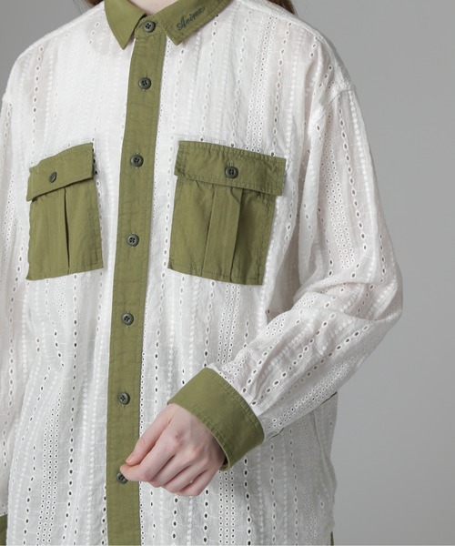 AVIREX(アヴィレックス)の「《WEB LIMITED Belle LINE》LACE SHIRT/レースシャツ(シャツ/ブラウス・レディース・オリーブ/ブラック・M/S)」の11枚目の写真