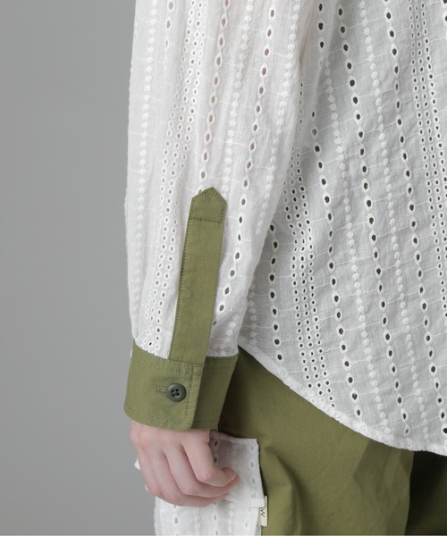 AVIREX(アヴィレックス)の「《WEB LIMITED Belle LINE》LACE SHIRT/レースシャツ(シャツ/ブラウス・レディース・オリーブ/ブラック・M/S)」の13枚目の写真
