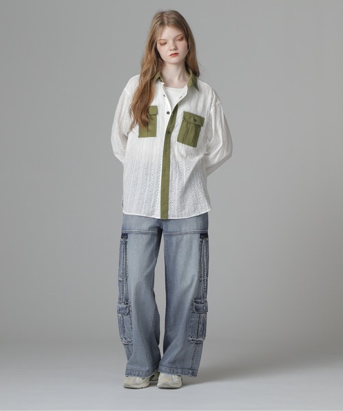 AVIREX(アヴィレックス)の「《WEB LIMITED Belle LINE》LACE SHIRT/レースシャツ(シャツ/ブラウス・レディース・オリーブ/ブラック・M/S)」の15枚目の写真
