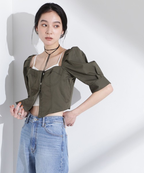 セール】パフスリーブビスチェトップス（シャツ/ブラウス