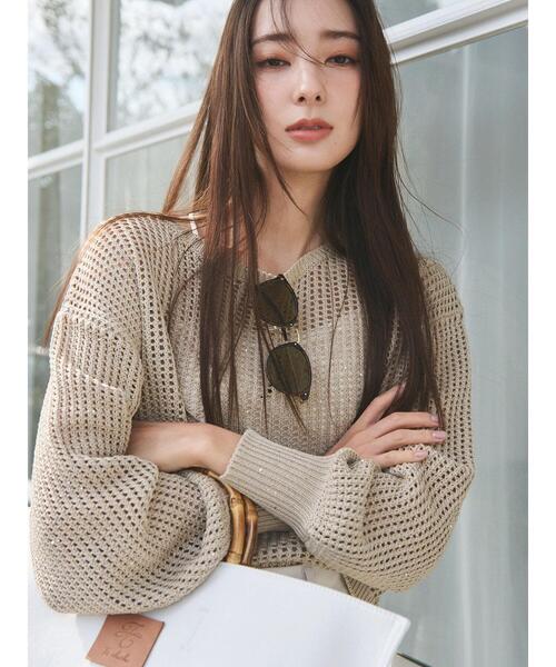 Te chichi（テチチ）の「【宮本茉由着用】スパンコールメッシュニット（ニット/セーター・レディース・ベージュ/ミント/オフホワイト・F）」の2枚目の写真