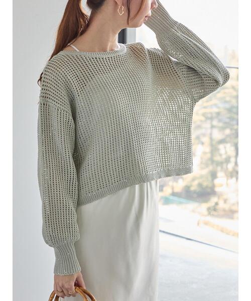 Te chichi（テチチ）の「【宮本茉由着用】スパンコールメッシュニット（ニット/セーター・レディース・ベージュ/ミント/オフホワイト・F）」の3枚目の写真