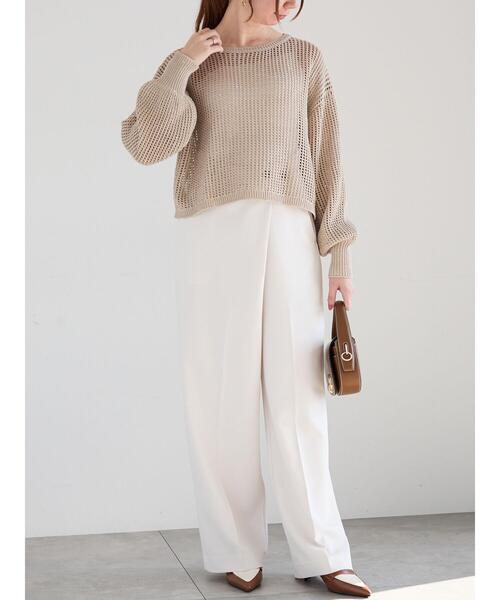 Te chichi（テチチ）の「【宮本茉由着用】スパンコールメッシュニット（ニット/セーター・レディース・ベージュ/ミント/オフホワイト・F）」の6枚目の写真