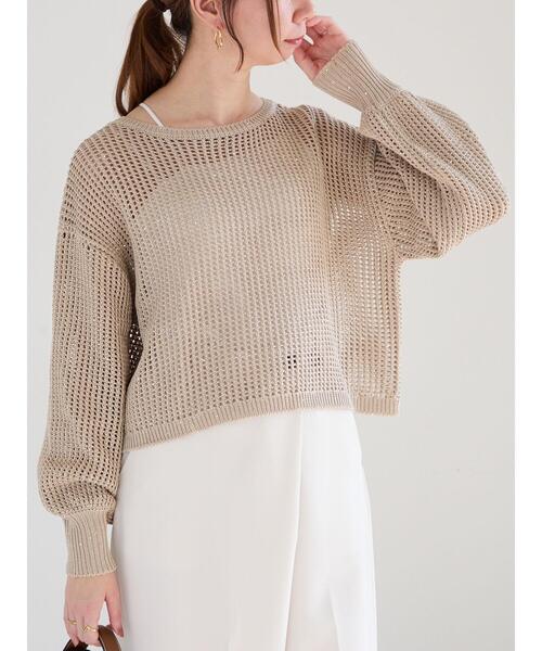 Te chichi（テチチ）の「【宮本茉由着用】スパンコールメッシュニット（ニット/セーター・レディース・ベージュ/ミント/オフホワイト・F）」の7枚目の写真