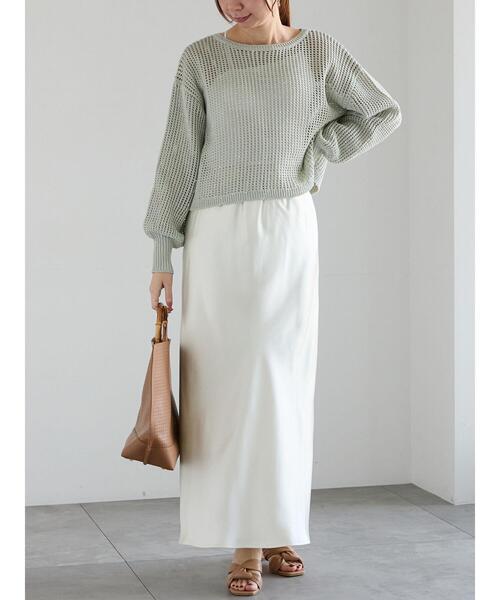 Te chichi（テチチ）の「【宮本茉由着用】スパンコールメッシュニット（ニット/セーター・レディース・ベージュ/ミント/オフホワイト・F）」の9枚目の写真