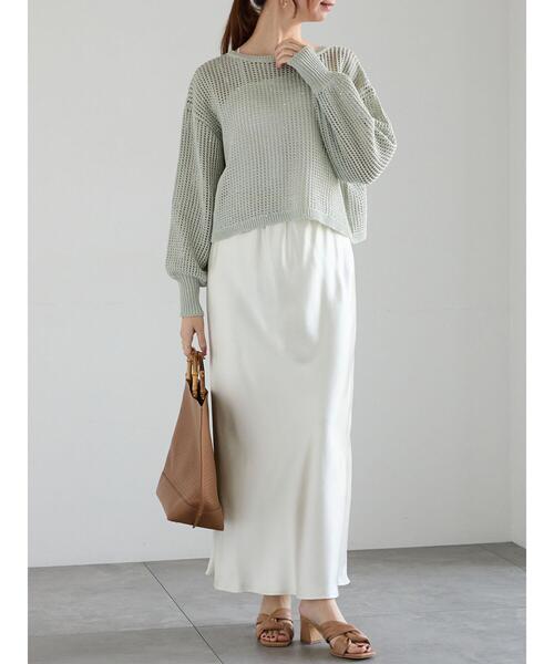 Te chichi（テチチ）の「【宮本茉由着用】スパンコールメッシュニット（ニット/セーター・レディース・ベージュ/ミント/オフホワイト・F）」の10枚目の写真