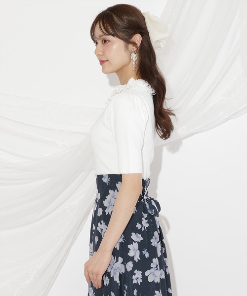 WILLSELECTION(ウィルセレクション)の「フリル襟リブニット(ニット/セーター・レディース・オフホワイト/ブラック/ピンク・FREE)」の5枚目の写真
