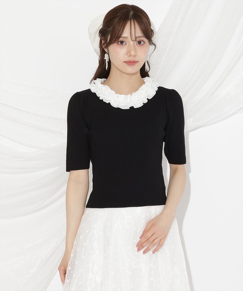 WILLSELECTION(ウィルセレクション)の「フリル襟リブニット(ニット/セーター・レディース・オフホワイト/ブラック/ピンク・FREE)」の16枚目の写真