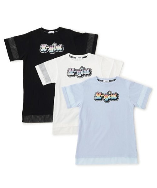 X-girl Stages（エックスガールステージス）の「グラフィティロゴメッシュ切替Tワンピース（ワンピース・キッズ・ライトブルー/ブラック/オフホワイト・130cm/140cm/120cm/100cm/110cm/90cm/80ｃｍ）」の15枚目の写真