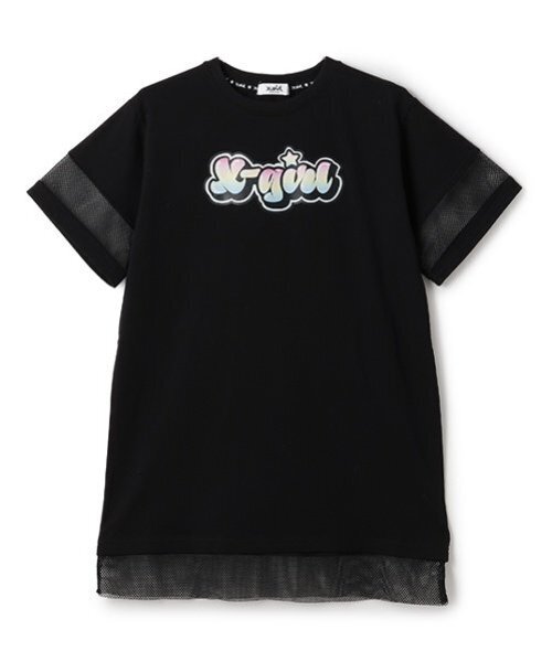 X-girl Stages（エックスガールステージス）の「グラフィティロゴメッシュ切替Tワンピース（ワンピース・キッズ・ライトブルー/ブラック/オフホワイト・130cm/140cm/120cm/100cm/110cm/90cm/80ｃｍ）」の17枚目の写真