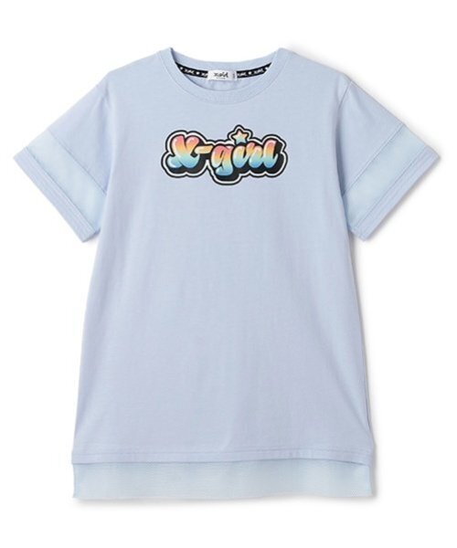 X-girl Stages（エックスガールステージス）の「グラフィティロゴメッシュ切替Tワンピース（ワンピース・キッズ・ライトブルー/ブラック/オフホワイト・130cm/140cm/120cm/100cm/110cm/90cm/80ｃｍ）」の18枚目の写真