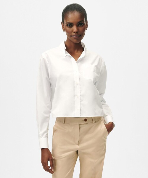 BROOKS BROTHERS(ブルックスブラザーズ)の「コットン クロップド ブラウス(シャツ/ブラウス・レディース・ホワイト・MEDIUM)」の1枚目の写真