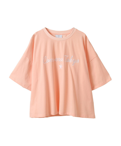 CONVERSE TOKYO(コンバーストウキョウ)の「LOGO EMBROIDERY OVERSIZED TEE(Tシャツ/カットソー・レディース・ピンク/ホワイト/ブラック・FREE)」の1枚目の写真