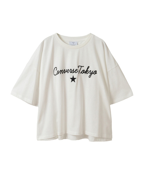 CONVERSE TOKYO(コンバーストウキョウ)の「LOGO EMBROIDERY OVERSIZED TEE(Tシャツ/カットソー・レディース・ピンク/ホワイト/ブラック・FREE)」の8枚目の写真