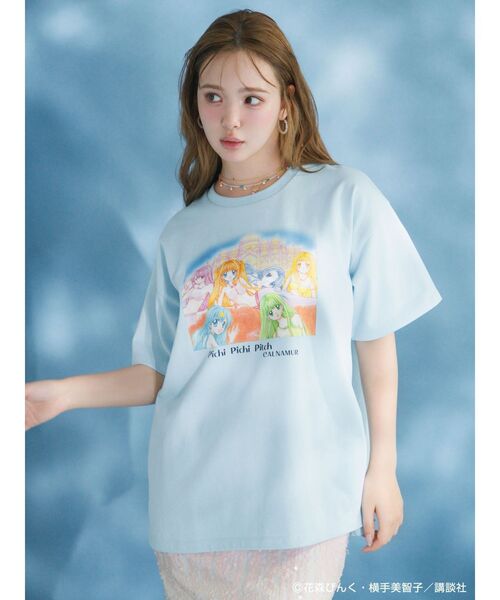 CALNAMUR（カルナムール）の「【ぴちぴちピッチコラボ】ぴちぴちピッチTシャツ（Tシャツ/カットソー・レディース・ホワイト/チャコールグレー/ブルー・FREE）」の3枚目の写真