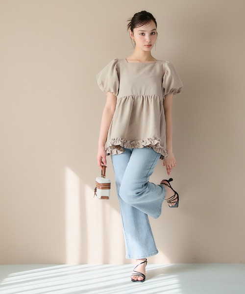 coca(coca)(コカ)の「【WEB限定セール】フロッキードットブラウス(シャツ/ブラウス・レディース・ベージュ/ブラック・M/L)」の10枚目の写真