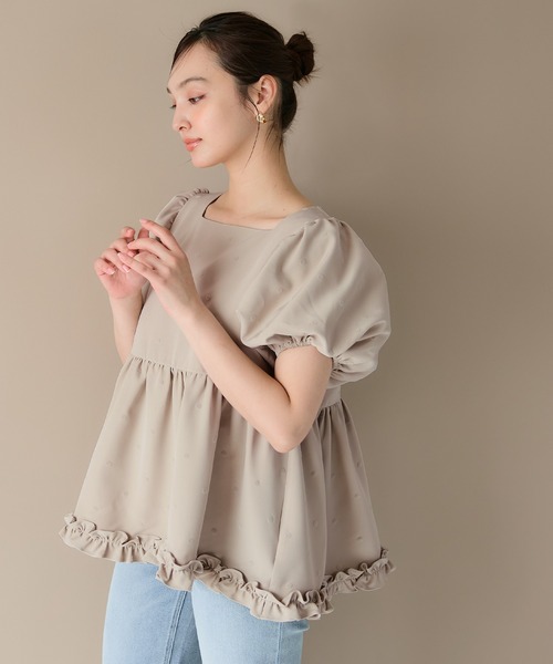 coca(coca)(コカ)の「【WEB限定セール】フロッキードットブラウス(シャツ/ブラウス・レディース・ベージュ/ブラック・M/L)」の11枚目の写真