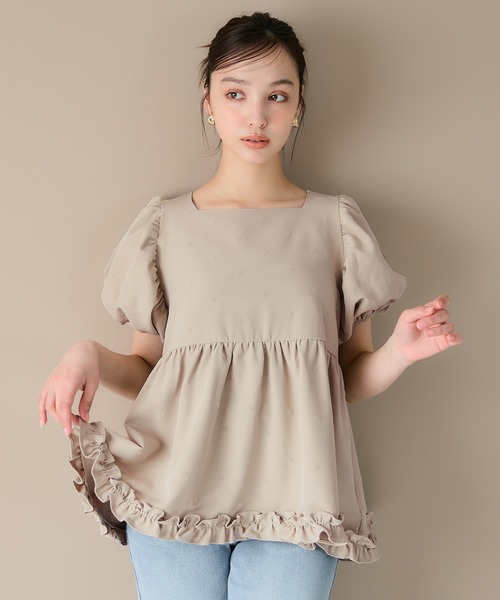 coca(coca)(コカ)の「【WEB限定セール】フロッキードットブラウス(シャツ/ブラウス・レディース・ベージュ/ブラック・M/L)」の12枚目の写真