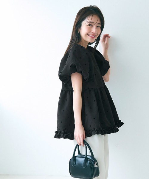 フロッキードットブラウス セール】【WEB限定セール】フロッキードットブラウス（シャツ/ブラウス