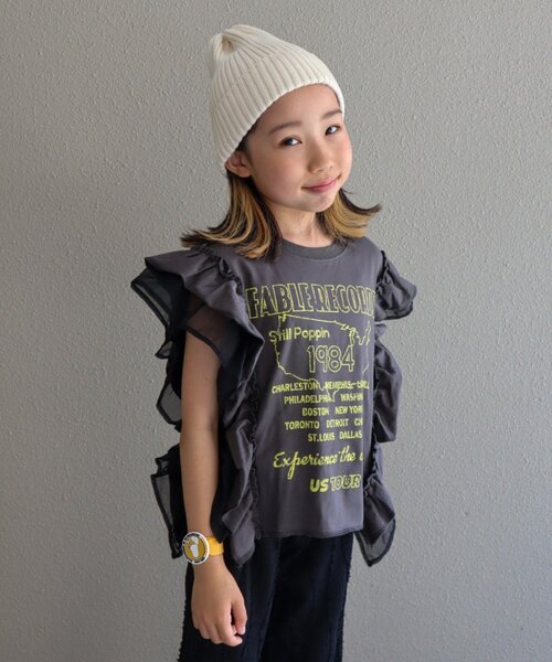 CIAOPANIC TYPY（チャオパニックティピー）の「【KIDS】ドッキングフリルチュールロゴTEE（Tシャツ/カットソー・キッズ・ネイビー/レッド/グレー/オフホワイト/チャコールグレー・X-LARGE/XX-LARGE/LARGE/SMALL/MEDIUM）」の15枚目の写真