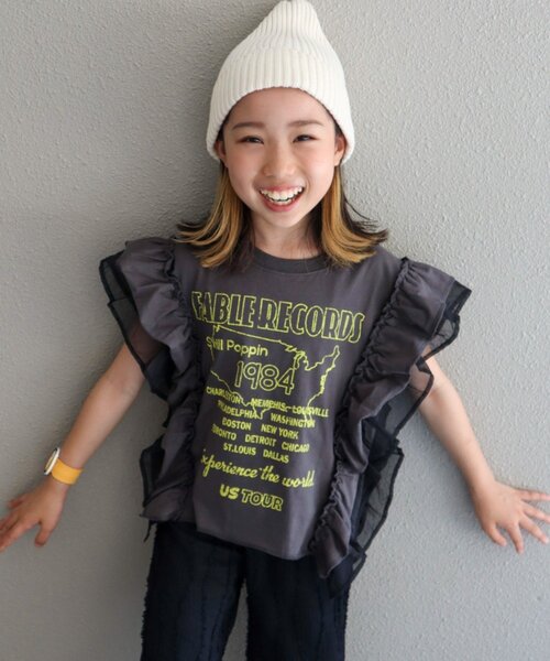 CIAOPANIC TYPY（チャオパニックティピー）の「【KIDS】ドッキングフリルチュールロゴTEE（Tシャツ/カットソー・キッズ・ネイビー/レッド/グレー/オフホワイト/チャコールグレー・X-LARGE/XX-LARGE/LARGE/SMALL/MEDIUM）」の16枚目の写真