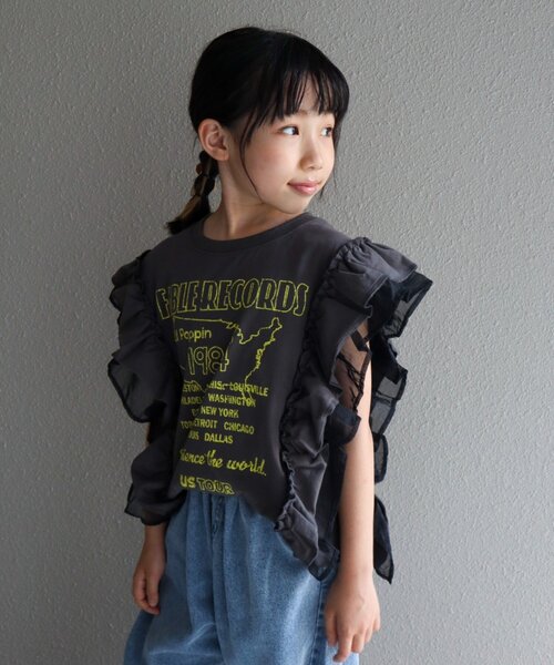 CIAOPANIC TYPY（チャオパニックティピー）の「【KIDS】ドッキングフリルチュールロゴTEE（Tシャツ/カットソー・キッズ・ネイビー/レッド/グレー/オフホワイト/チャコールグレー・X-LARGE/XX-LARGE/LARGE/SMALL/MEDIUM）」の18枚目の写真