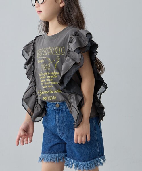 CIAOPANIC TYPY（チャオパニックティピー）の「【KIDS】ドッキングフリルチュールロゴTEE（Tシャツ/カットソー・キッズ・ネイビー/レッド/グレー/オフホワイト/チャコールグレー・X-LARGE/XX-LARGE/LARGE/SMALL/MEDIUM）」の22枚目の写真