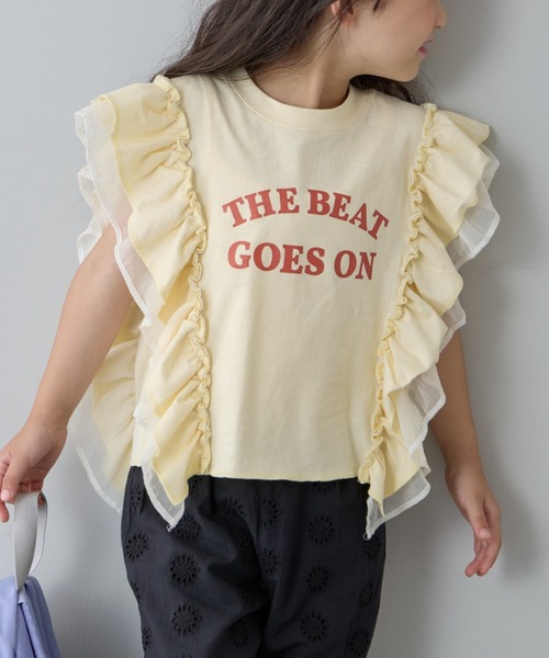 CIAOPANIC TYPY（チャオパニックティピー）の「【KIDS】ドッキングフリルチュールロゴTEE（Tシャツ/カットソー・キッズ・ネイビー/レッド/グレー/オフホワイト/チャコールグレー・X-LARGE/XX-LARGE/LARGE/SMALL/MEDIUM）」の2枚目の写真