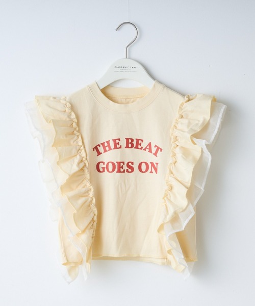 CIAOPANIC TYPY（チャオパニックティピー）の「【KIDS】ドッキングフリルチュールロゴTEE（Tシャツ/カットソー・キッズ・ネイビー/レッド/グレー/オフホワイト/チャコールグレー・X-LARGE/XX-LARGE/LARGE/SMALL/MEDIUM）」の7枚目の写真