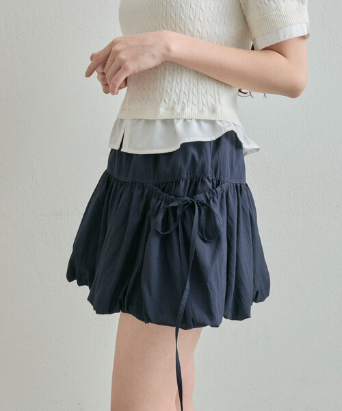 OLIVE des OLIVE（オリーブデオリーブ）の「リボンポケットバルーンスカート（スカート・レディース・ネイビー/キャメル/カーキ/オフホワイト・FREE）」の10枚目の写真