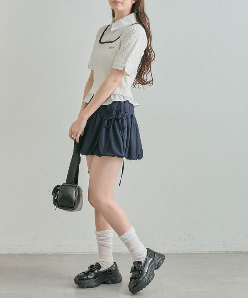 OLIVE des OLIVE（オリーブデオリーブ）の「リボンポケットバルーンスカート（スカート・レディース・ネイビー/キャメル/カーキ/オフホワイト・FREE）」の14枚目の写真