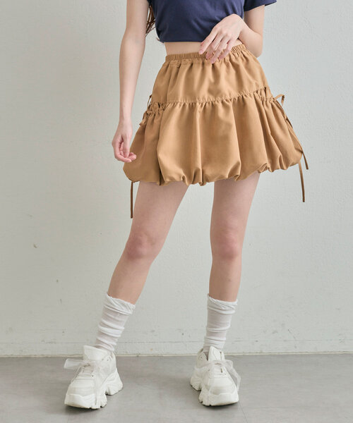 OLIVE des OLIVE（オリーブデオリーブ）の「リボンポケットバルーンスカート（スカート・レディース・ネイビー/キャメル/カーキ/オフホワイト・FREE）」の19枚目の写真