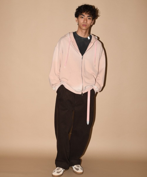 SUPERTHANKS（スーパーサンクス）の「オーバーダイ加工ジップアップパーカー/Sun faded Zip-Hoodie Sweat（パーカー・メンズ・ブラック/ピンク/ブラウン・S/M/L）」の20枚目の写真