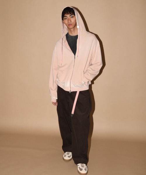 SUPERTHANKS（スーパーサンクス）の「オーバーダイ加工ジップアップパーカー/Sun faded Zip-Hoodie Sweat（パーカー・メンズ・ブラック/ピンク/ブラウン・S/M/L）」の21枚目の写真