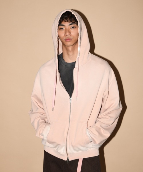 SUPERTHANKS（スーパーサンクス）の「オーバーダイ加工ジップアップパーカー/Sun faded Zip-Hoodie Sweat（パーカー・メンズ・ブラック/ピンク/ブラウン・S/M/L）」の17枚目の写真