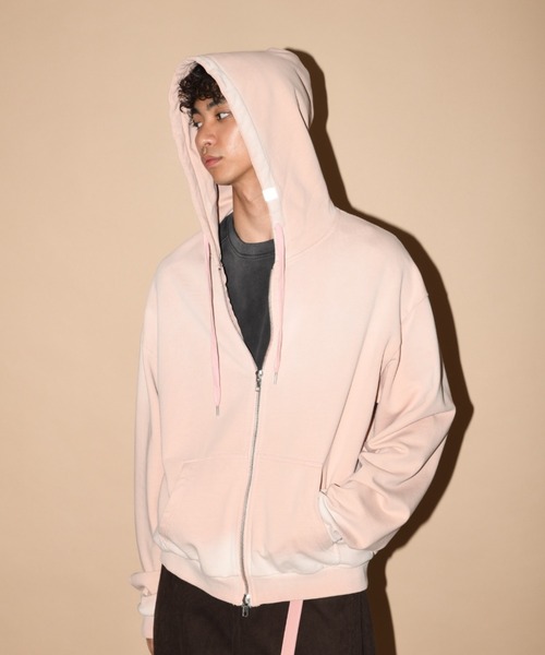 SUPERTHANKS（スーパーサンクス）の「オーバーダイ加工ジップアップパーカー/Sun faded Zip-Hoodie Sweat（パーカー・メンズ・ブラック/ピンク/ブラウン・S/M/L）」の18枚目の写真