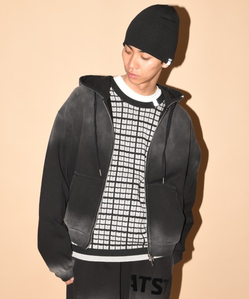 SUPERTHANKS（スーパーサンクス）の「オーバーダイ加工ジップアップパーカー/Sun faded Zip-Hoodie Sweat（パーカー・メンズ・ブラック/ピンク/ブラウン・S/M/L）」の10枚目の写真